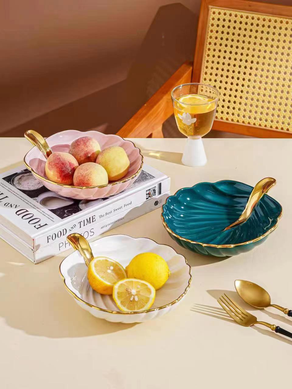 High-End Color Glaze And Gold Fruit Plate